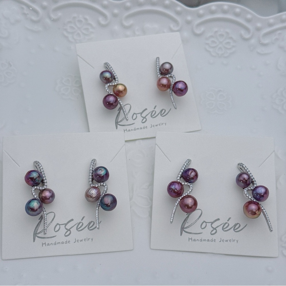 E228 S925 Freshwater Edison Baroque Pearl Earrings - Picture 4 of 5